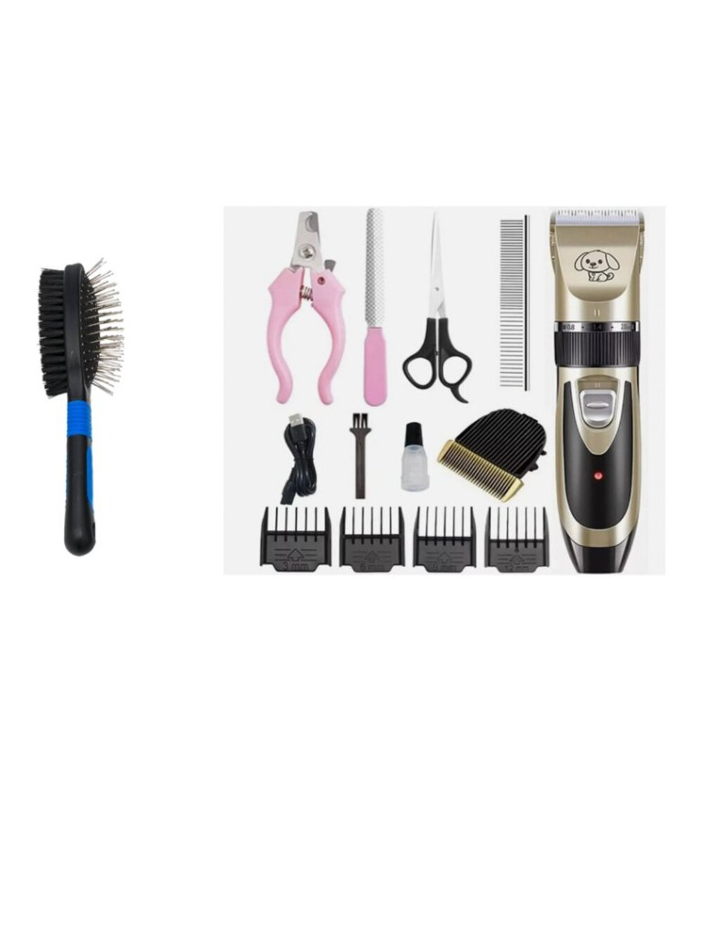 Pet Dog Cat Rechargeable Hair Cut Kit, Bonus Grooming Brush